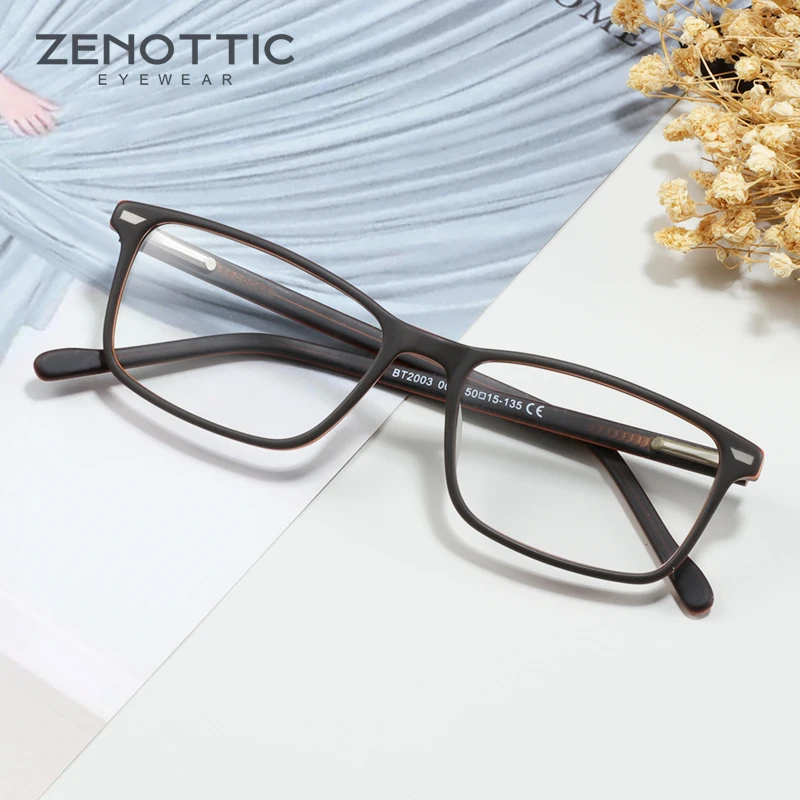 

ZENOTTIC Retro Square Glasses Frame Men Women Anti Blue Rays Photochromic Lens Optical Spectacles Myopia Prescription Eyeglasses