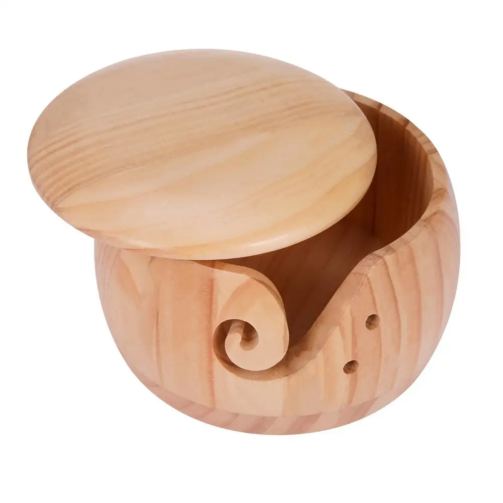 

Wooden Yarn Bowl Knitting Yarn Bowl Storage With Holes Handmade To Prevent Slipping Perfect Yarn Holder Bowl For Crocheting And