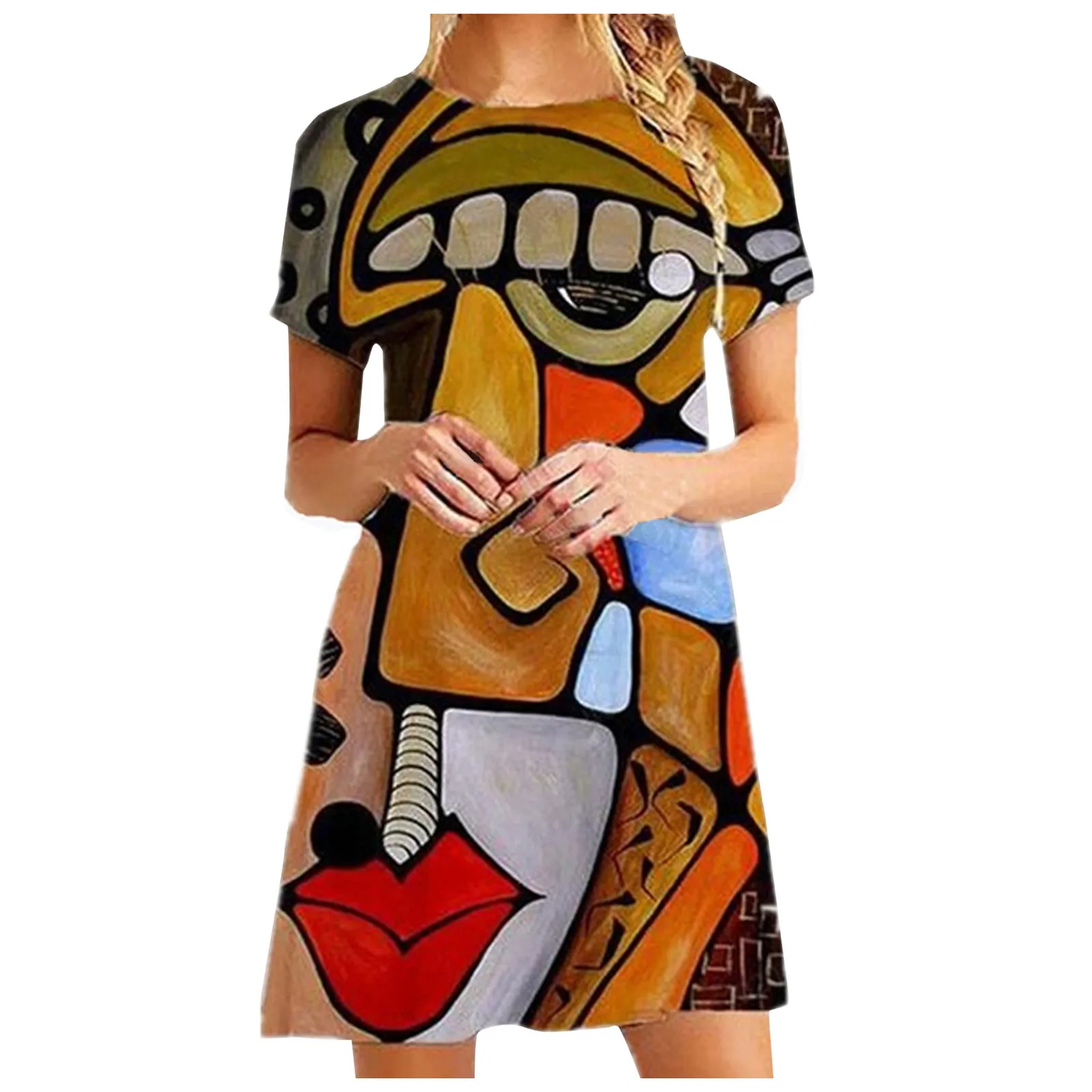 2021 Fashion Lady Women Fashion Print Casual Short Sleeve O-neck Loose Knee-Length Dresses Vestiti di moda
2021 Fashion Lady Women Fashion Print Casual Short Sleeve O-neck Loose Knee-Length Dresses Vestiti di moda