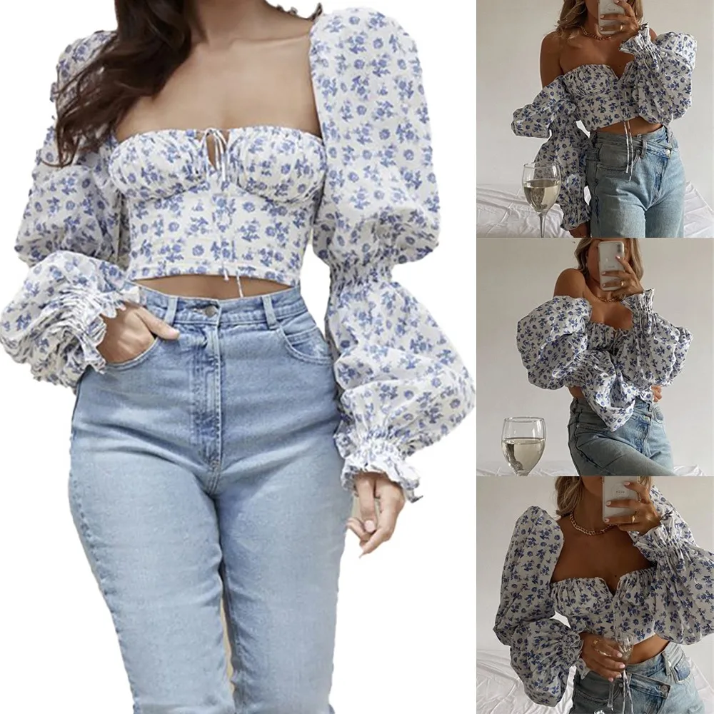 Be Slightly Different From The Pictures Blue Floral Print Tie Front Square Collar Puff Sleeve Vintage Sexy Tops Ggggggggggggg
Be Slightly Different From The Pictures Blue Floral Print Tie Front Square Collar Puff Sleeve Vintage Sexy Tops Ggggggggggggg