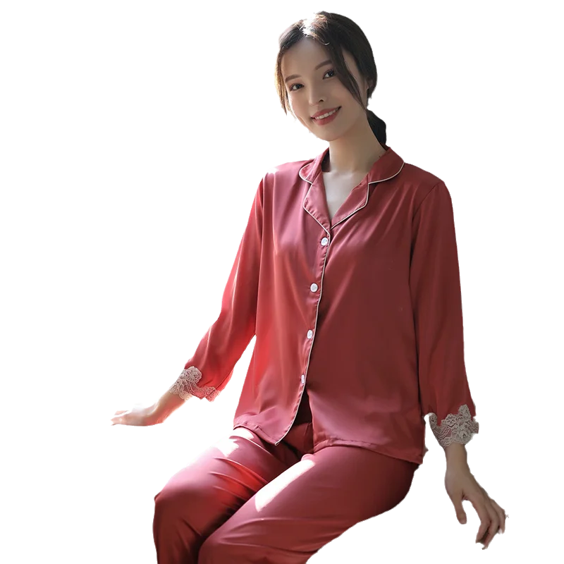 Spring and autumn thin long trousers ice silk pajamas sexy simple fashion casual home clothes pajamas set
Spring and autumn thin long trousers ice silk pajamas sexy simple fashion casual home clothes pajamas set