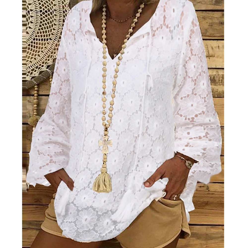 Lugentolo Plus Size Blouses Women Fall Fashion V-neck Crochet Lace Long Sleeve Shirt Solid Loose Casual Womens Tops
Lugentolo Plus Size Blouses Women Fall Fashion V-neck Crochet Lace Long Sleeve Shirt Solid Loose Casual Womens Tops