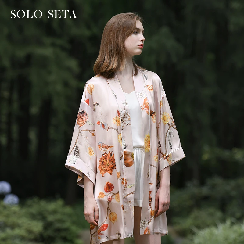 ★Шелковый короткий халат Soloseta, Шелковый домашний костюм с принтом, розовый простой шелковый халат на шнуровке
★Шелковый короткий халат Soloseta, Шелковый домашний костюм с принтом, розовый простой шелковый халат на шнуровке
