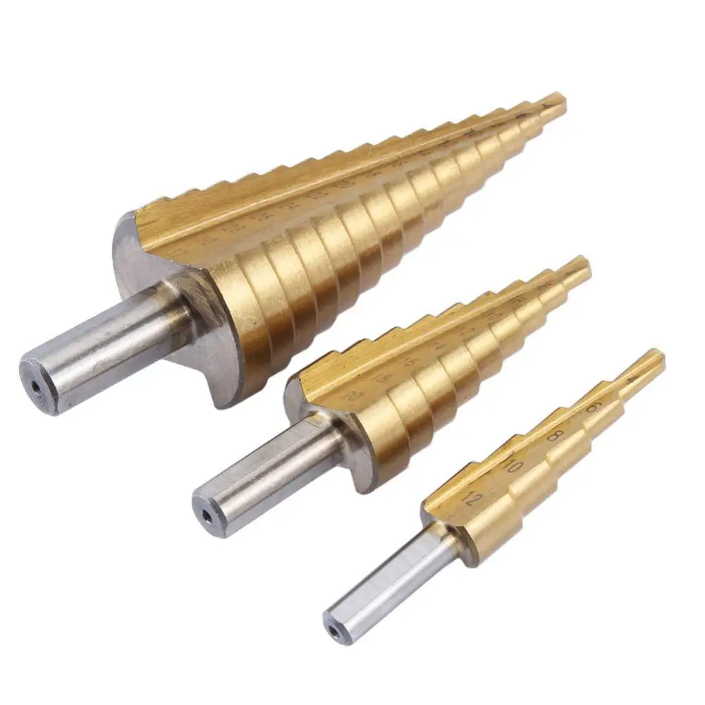Hss 4241 6542 M35 high speed steel spiral groove step drill 4-12 / 4-20 4-32mm cone cutting tool woodworking metal | Инструменты