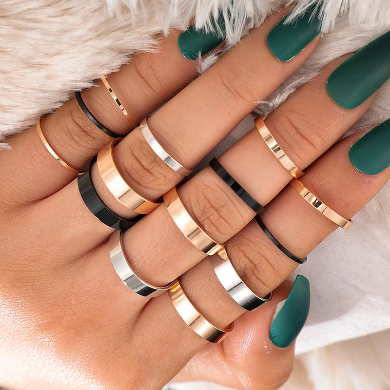Original Design Gold Black Silver Color Glossy Geometric Rings Set For Women Fashion Circle Joint Finger Ring Female Jewelry
Original Design Gold Black Silver Color Glossy Geometric Rings Set For Women Fashion Circle Joint Finger Ring Female Jewelry