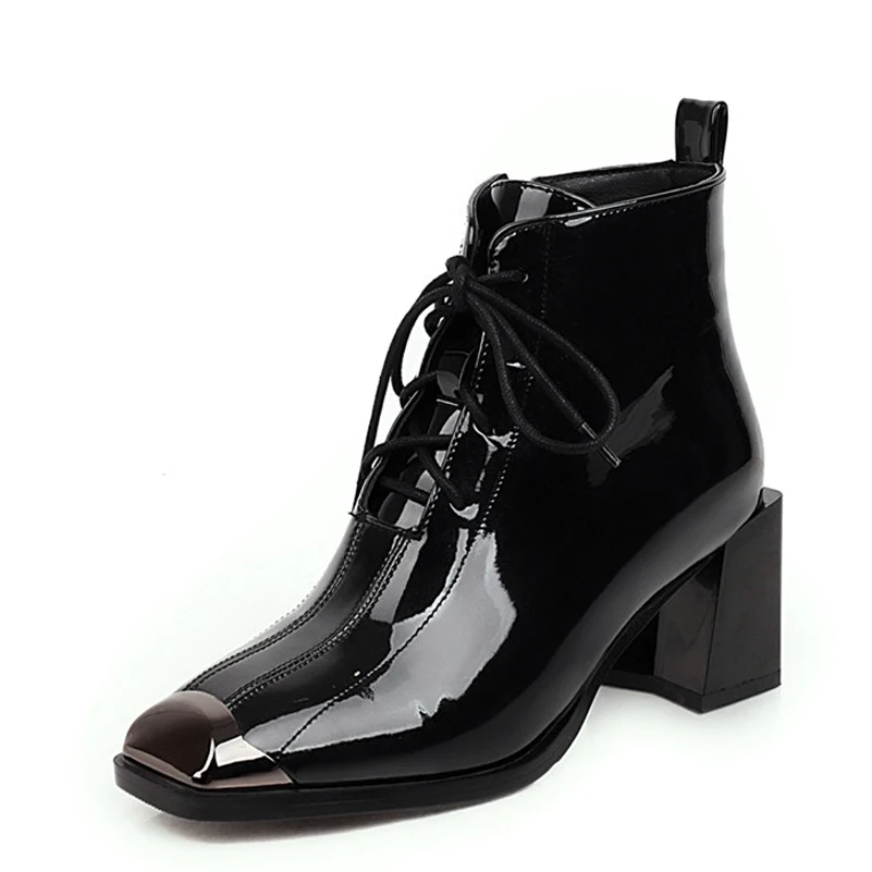 FOREADA Lace Up Square Toe Ankle Boots Woman Metal Decoration High Heel Short Boots Zip Block Heel Female Shoes Autumn Winter 43
FOREADA Lace Up Square Toe Ankle Boots Woman Metal Decoration High Heel Short Boots Zip Block Heel Female Shoes Autumn Winter 43