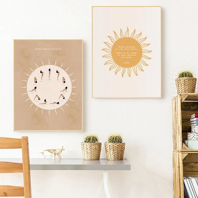 Sun Salutation Prints Surya Namaskar Yoga Poster, Buddha Quote Canvas Painting Wall Art Pictures Boho Style Home Room Decoration
Sun Salutation Prints Surya Namaskar Yoga Poster, Buddha Quote Canvas Painting Wall Art Pictures Boho Style Home Room Decoration