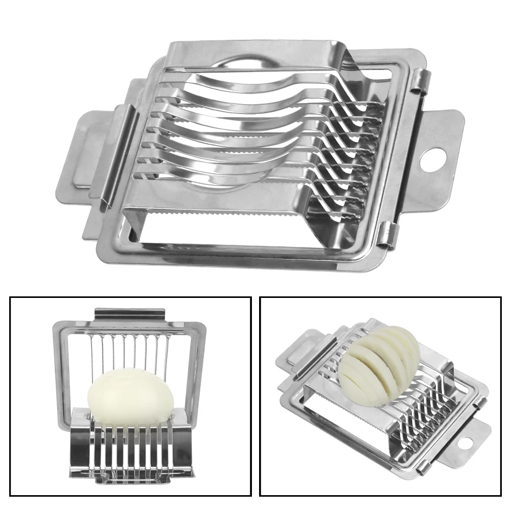 Слайсер для яиц из нержавеющей стали, слайсер для вареных яиц, секционный резак, многофункциональный резак для яиц
Слайсер для яиц из нержавеющей стали, слайсер для вареных яиц, секционный резак, многофункциональный резак для яиц