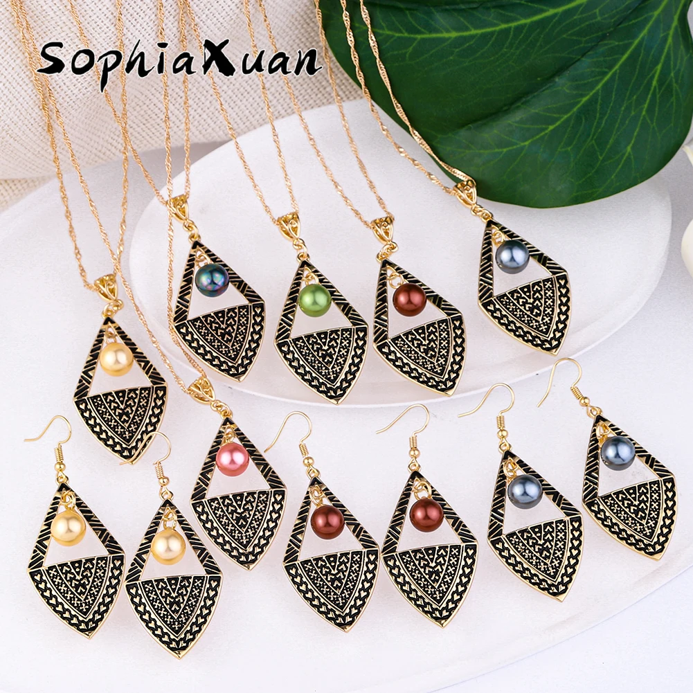 SophiaXuan Hawaiian Jewelry Sets Women Polynesian Samoan Geometric Black Colorful Pearl Dangle Earrings Necklaces Set Wholesale
SophiaXuan Hawaiian Jewelry Sets Women Polynesian Samoan Geometric Black Colorful Pearl Dangle Earrings Necklaces Set Wholesale