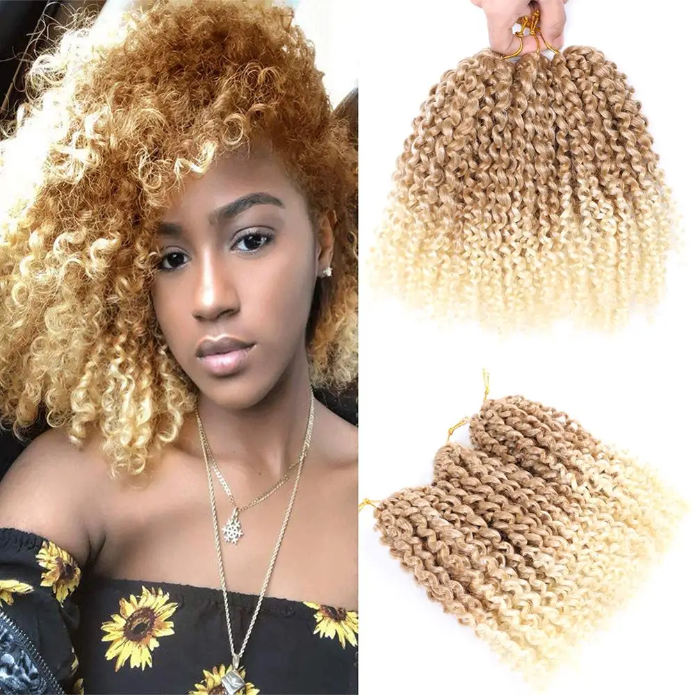 

Belle Show Blonde Ombre Braiding Hair 8" Marley Jerry Curl Crochet Braids Jamaican Bouncy Hair Afro Kinky Curly Hair 3Pcs/Set
