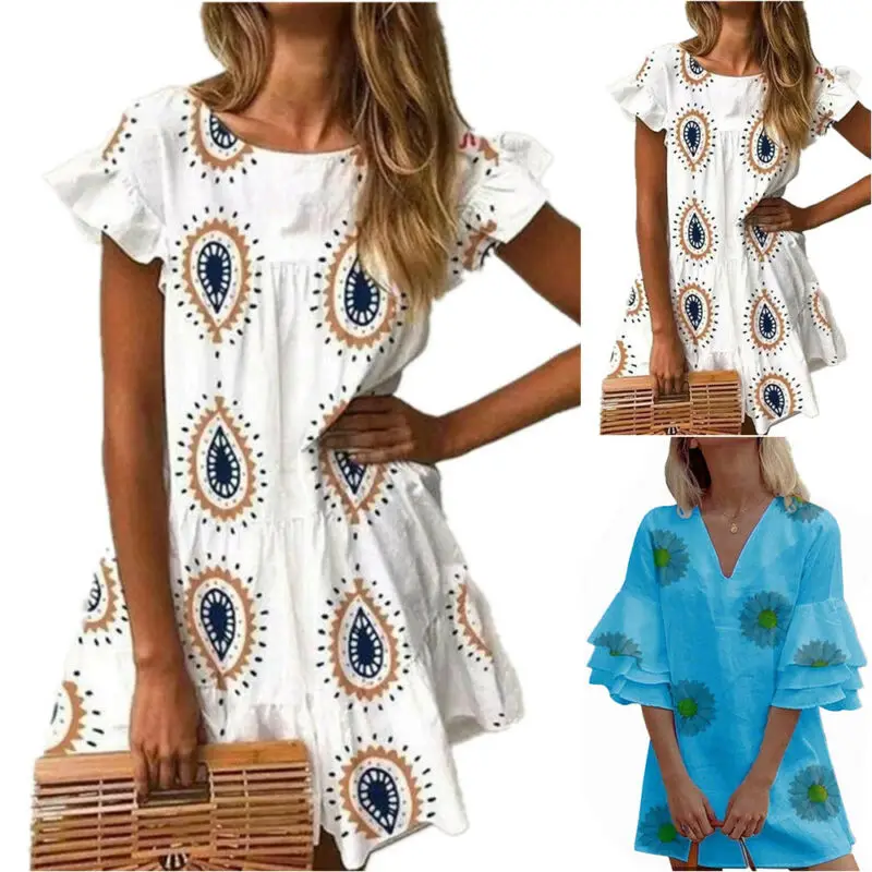 Womens Ladies Short Sleeve T-shirt Dress Party Casual Loose Mini Short Dresses
Womens Ladies Short Sleeve T-shirt Dress Party Casual Loose Mini Short Dresses