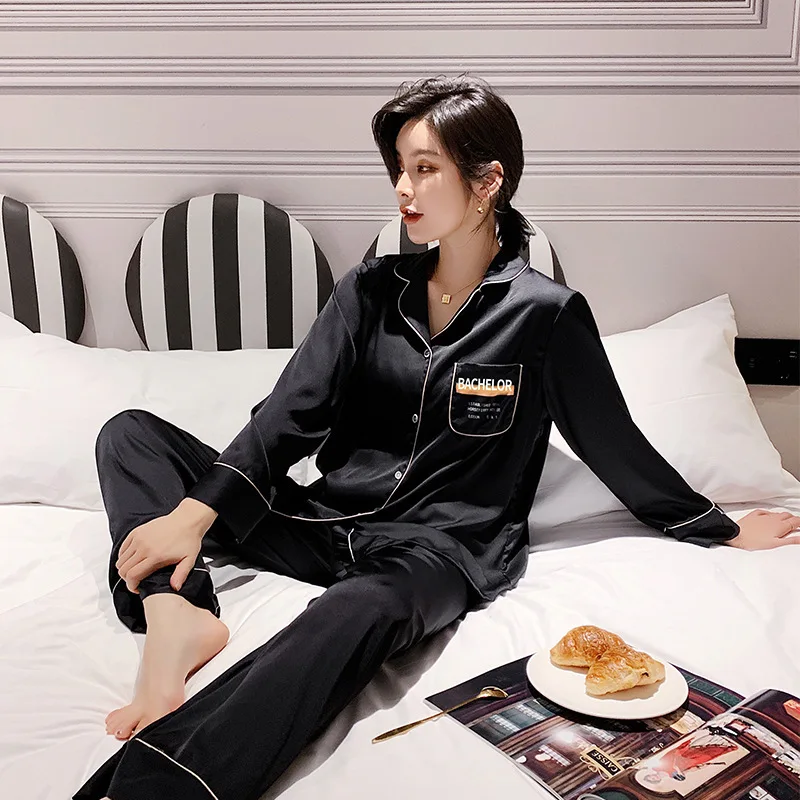 Fashion Pajamas Women's Silk Long Sleeve Long Pants Two-Piece Pajamas Comfortable Bath Clothes Homewear Sleepwear
Fashion Pajamas Women's Silk Long Sleeve Long Pants Two-Piece Pajamas Comfortable Bath Clothes Homewear Sleepwear