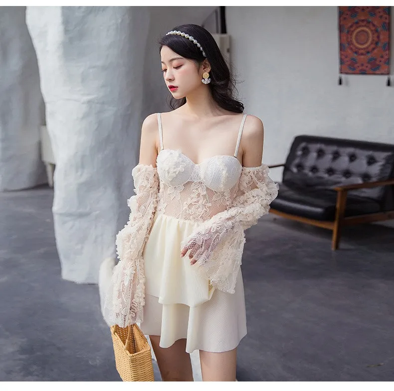 Nagodo Beige Lace Swimwear Women 2020 New Ins Holiday One Piece Swimsuit Long Flare Sleeve Beach Dress Bathing Suit Cover Ups
Nagodo Beige Lace Swimwear Women 2020 New Ins Holiday One Piece Swimsuit Long Flare Sleeve Beach Dress Bathing Suit Cover Ups