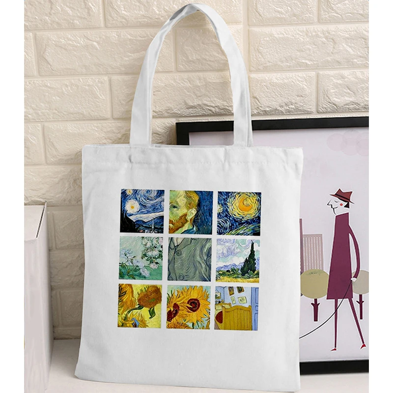 fashion Van Gogh Shopping Bag Splicing Graphic Tote Harajuku Shopper Bag Women Canvas Shoulder Bag Female Eco Large-capacity
fashion Van Gogh Shopping Bag Splicing Graphic Tote Harajuku Shopper Bag Women Canvas Shoulder Bag Female Eco Large-capacity