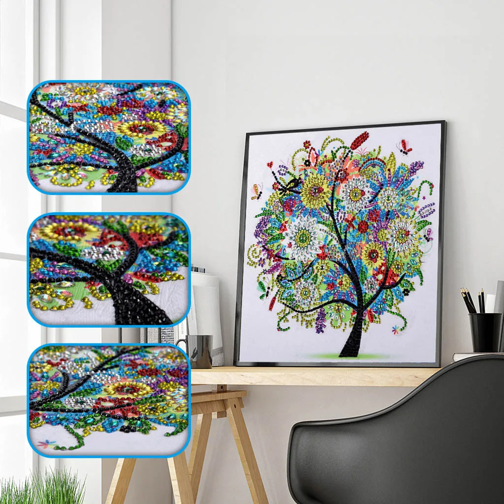 Фото Алмазная 5D Вышивка сделай сам четыре сезона Цветочное дерево специальная форма