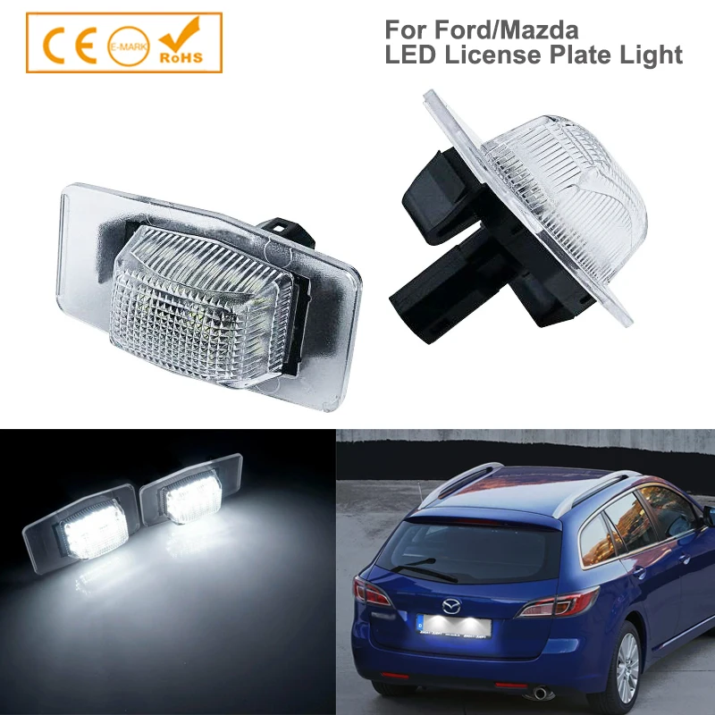 

2Pcs Error Free LED License Plate Lights Number Lamps Car Accessories For Ford Escape Mazda MPV Miata MX-5 Tribute Protege 323