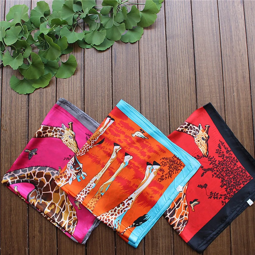 Fashion Square Silk Scarf Women 60x60cm Giraffe Pattern Printing Hijab Scarf Head Femme Summer Shawl Scarves Accessories
Fashion Square Silk Scarf Women 60x60cm Giraffe Pattern Printing Hijab Scarf Head Femme Summer Shawl Scarves Accessories