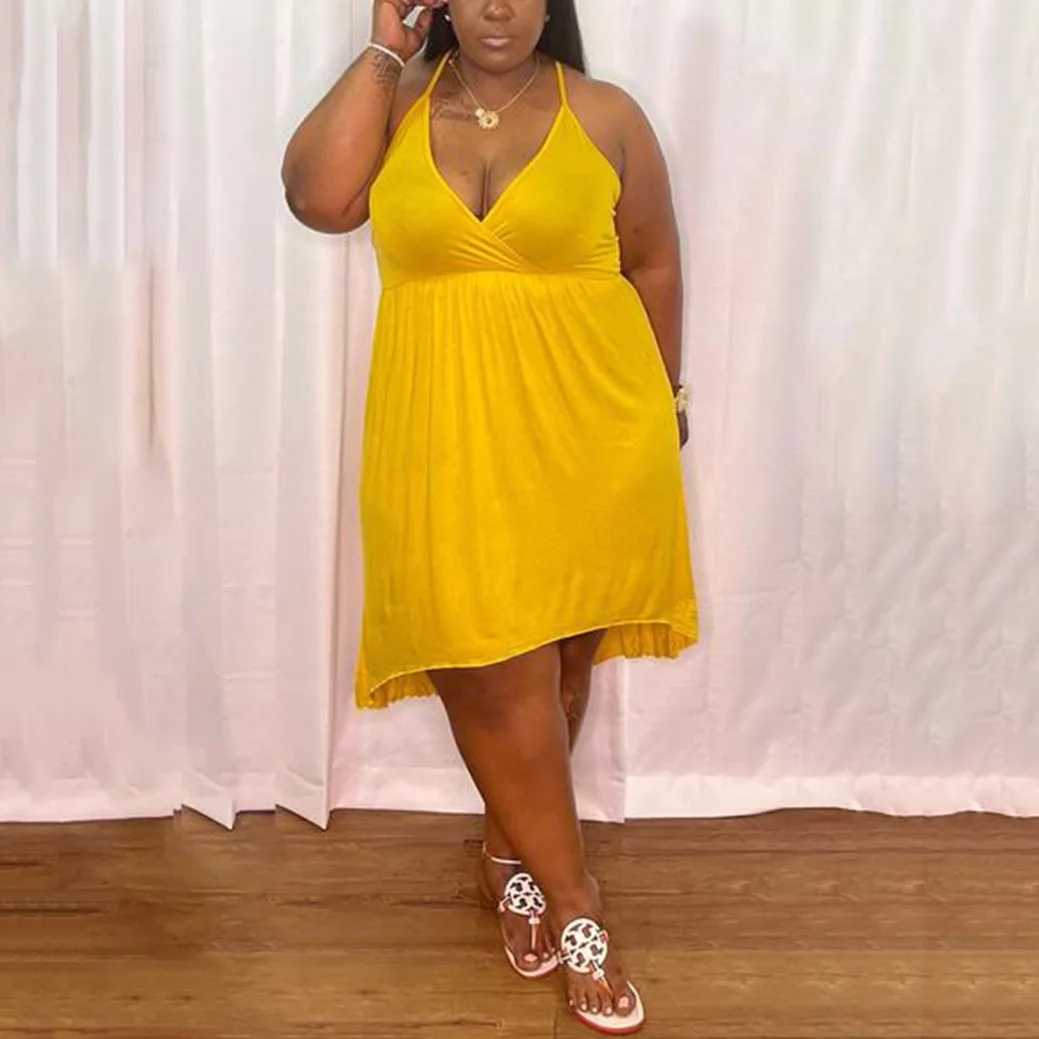 4XL 5XL Plus Size Dress Womens Spaghetti Strap Solid V Neck Loose Mid Calf Fashion Home Trendy Daily Wear Summer Dress 2021 New
4XL 5XL Plus Size Dress Womens Spaghetti Strap Solid V Neck Loose Mid Calf Fashion Home Trendy Daily Wear Summer Dress 2021 New