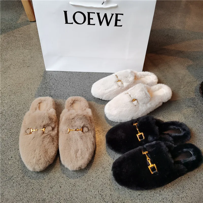 Baotou half slippers 20 autumn and winter Korean version of mink fur shoes female metal buckle fashion Western style Muller shoe
Baotou half slippers 20 autumn and winter Korean version of mink fur shoes female metal buckle fashion Western style Muller shoe