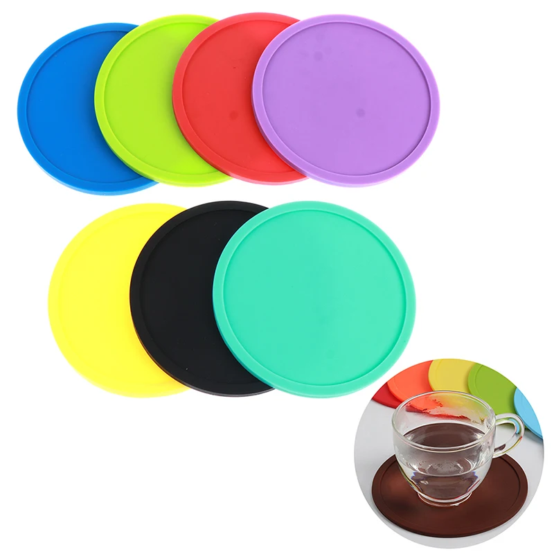

Круглая силиконовая изоляция для кофейных напитков, чашек, кружек, стеклянный коврик для напитков, цветные силиконовые подставки, термосто...
