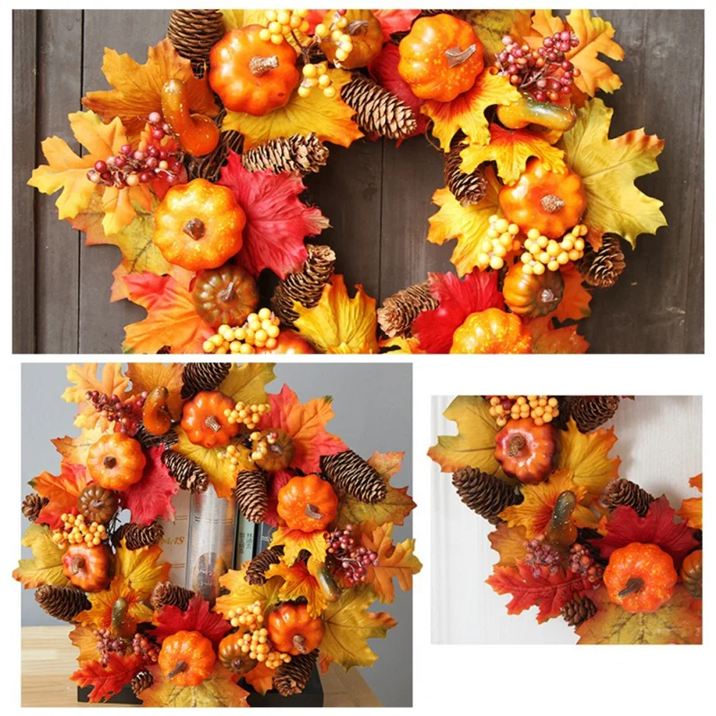 umpkin Maple Leaf Wreath Artificial Flower Garland Autumn Harvest Thanksgiving Halloween Decoration
umpkin Maple Leaf Wreath Artificial Flower Garland Autumn Harvest Thanksgiving Halloween Decoration