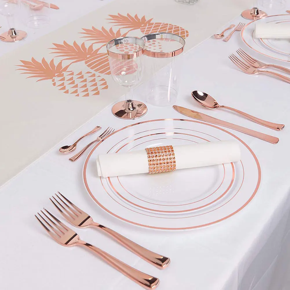 New 70Pcs Disposable Tableware Set 10 Guests Gold Rim Plastic Plates Cups Set for Party or Wedding Birthday Party Decor
New 70Pcs Disposable Tableware Set 10 Guests Gold Rim Plastic Plates Cups Set for Party or Wedding Birthday Party Decor