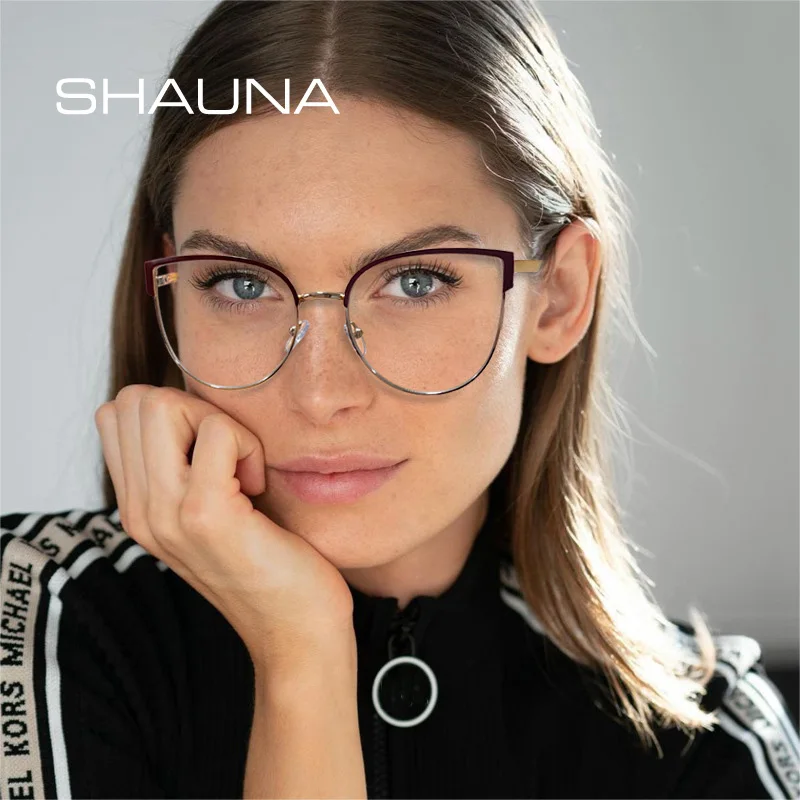 SHAUNA Retro Cat Eye Spring Hinge Women Metal Glasses Frame Clear Anti Blue Light Eyewear Men Optical Frame Computer Goggles
SHAUNA Retro Cat Eye Spring Hinge Women Metal Glasses Frame Clear Anti Blue Light Eyewear Men Optical Frame Computer Goggles