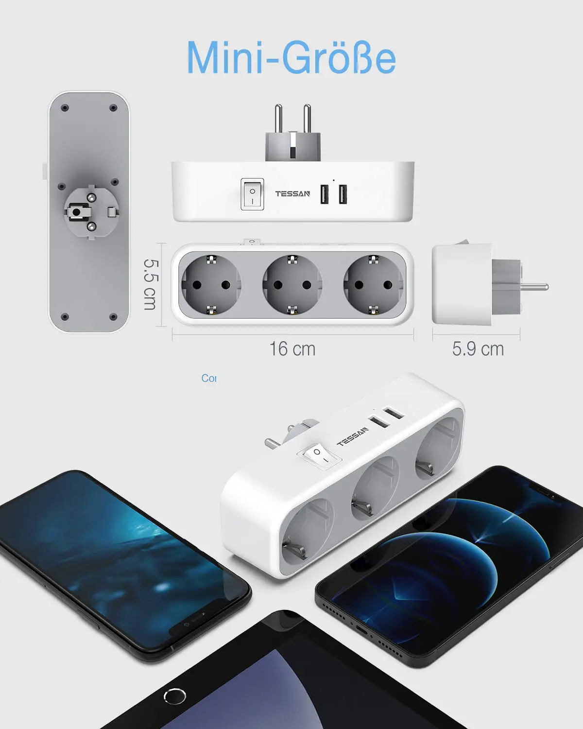 TESSAN EU Plug Power Adapter 2/3 Outlets 2 USB Protable Power Strip Socket 100-250V 3600W Overload Protection Home/Office/Travel
TESSAN EU Plug Power Adapter 2/3 Outlets 2 USB Protable Power Strip Socket 100-250V 3600W Overload Protection Home/Office/Travel