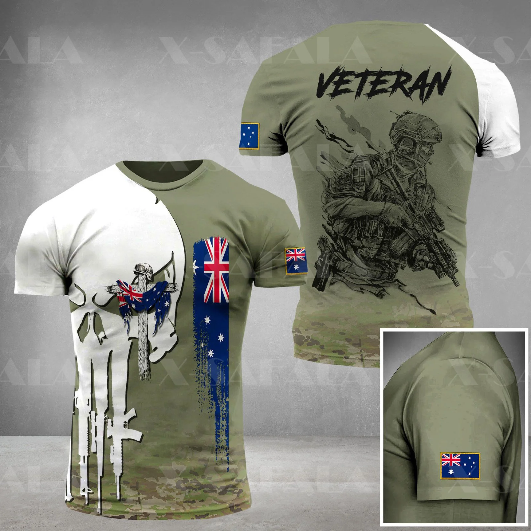 

Australia Veteran ARMY Soldier Country Flag 3D Printed High Quality Milk Fiber T-shirt Summer Round Neck Men Female Casual Top-5