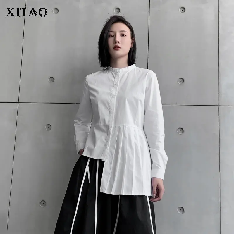 XITAO, однотонная белая женская рубашка, топ, асимметричный плиссированный подол, простая мода, темперамент, воротник-стойка, универсальная, ...
XITAO, однотонная белая женская рубашка, топ, асимметричный плиссированный подол, простая мода, темперамент, воротник-стойка, универсальная, ...
