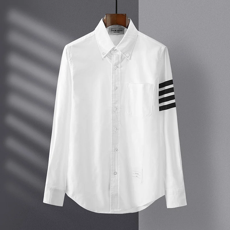 TB Tom brand men's white shirt four black bars casual long sleeve cotton Oxford cloth Korean men's and women's shirt
TB Tom brand men's white shirt four black bars casual long sleeve cotton Oxford cloth Korean men's and women's shirt