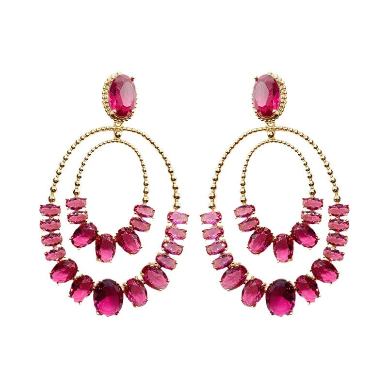 Red crystal circle dangle jewelry brand design fashion exaggerated earring bohemian earrings with cubic zirconia
Red crystal circle dangle jewelry brand design fashion exaggerated earring bohemian earrings with cubic zirconia