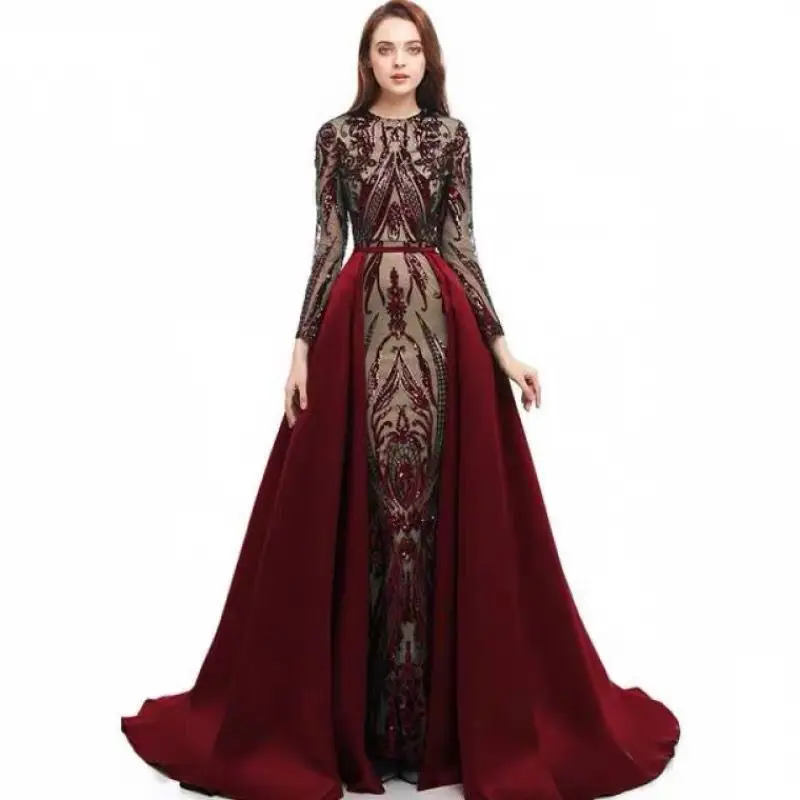 Длинный рукав Robe De Soiree мусульманские Зеленые Вечерние платья 2020 со съемным