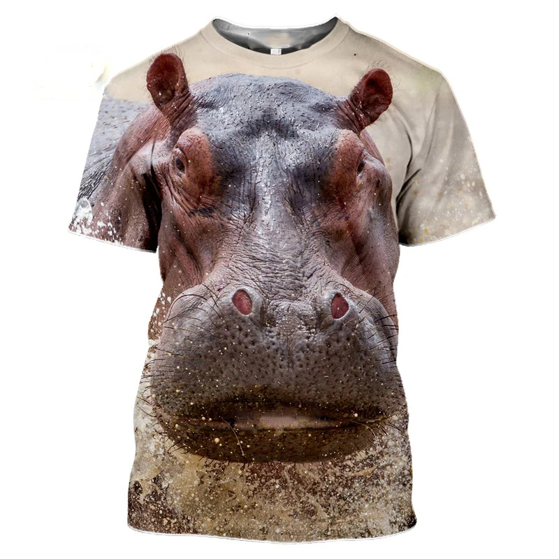 

Funny Animals Hippo Tshirt 3D Print Hippopotamus T-shirt Casual Summer Harajuku Shirt Women Hip Hop Clothing Fitness Top Outwear