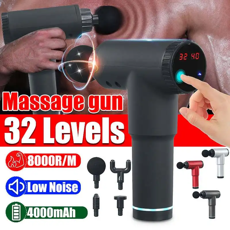 8000r/min Therapy Massage Gun 32 Gears Muscle Massager Pain Sport Massage Machine Relax Body Slimming Relief With 4 Heads
8000r/min Therapy Massage Gun 32 Gears Muscle Massager Pain Sport Massage Machine Relax Body Slimming Relief With 4 Heads