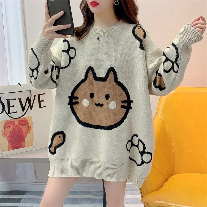 2020 Harajuku Pink Cat Cartoon Sweater Dress Plus Size Sweater 2020 Autumn Japanese Fashion Korean Tops Christmas Jumper
2020 Harajuku Pink Cat Cartoon Sweater Dress Plus Size Sweater 2020 Autumn Japanese Fashion Korean Tops Christmas Jumper