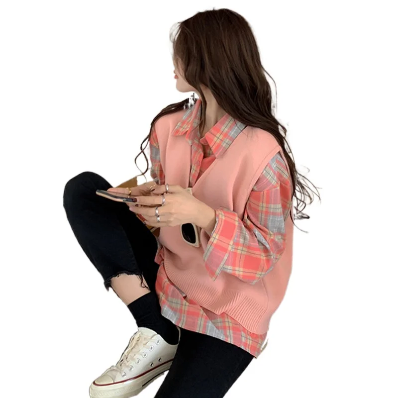 Internet Celebrity Fried Street Shirt Vest Two-Piece Set Western Style Youthful-Looking Women's Shirt Early Spring Wear Salt
Internet Celebrity Fried Street Shirt Vest Two-Piece Set Western Style Youthful-Looking Women's Shirt Early Spring Wear Salt