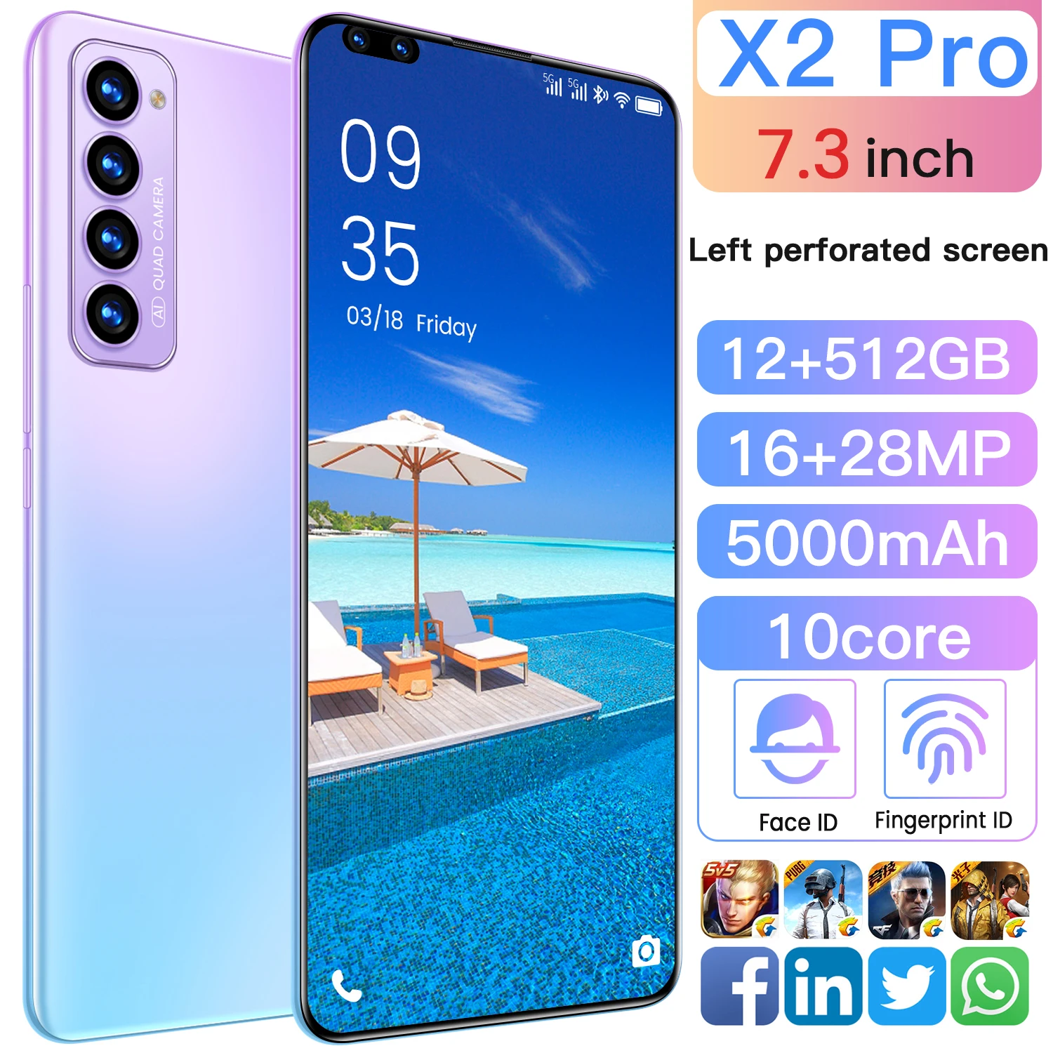 VIVI X2 Pro 7.3" Smartphones Global Version Deca Core MTK6797 Dual SIM 28MP 12G RAM 512G ROMMobile Phone Undefined
VIVI X2 Pro 7.3" Smartphones Global Version Deca Core MTK6797 Dual SIM 28MP 12G RAM 512G ROMMobile Phone Undefined