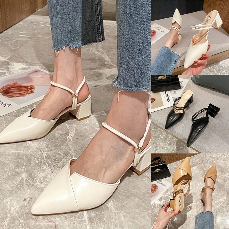 W3JF Korean Version Spring Summer New Style Pointed Thick Heel High Heel Sandals Dual Purpose Slippers Ladies Single Shoes
W3JF Korean Version Spring Summer New Style Pointed Thick Heel High Heel Sandals Dual Purpose Slippers Ladies Single Shoes