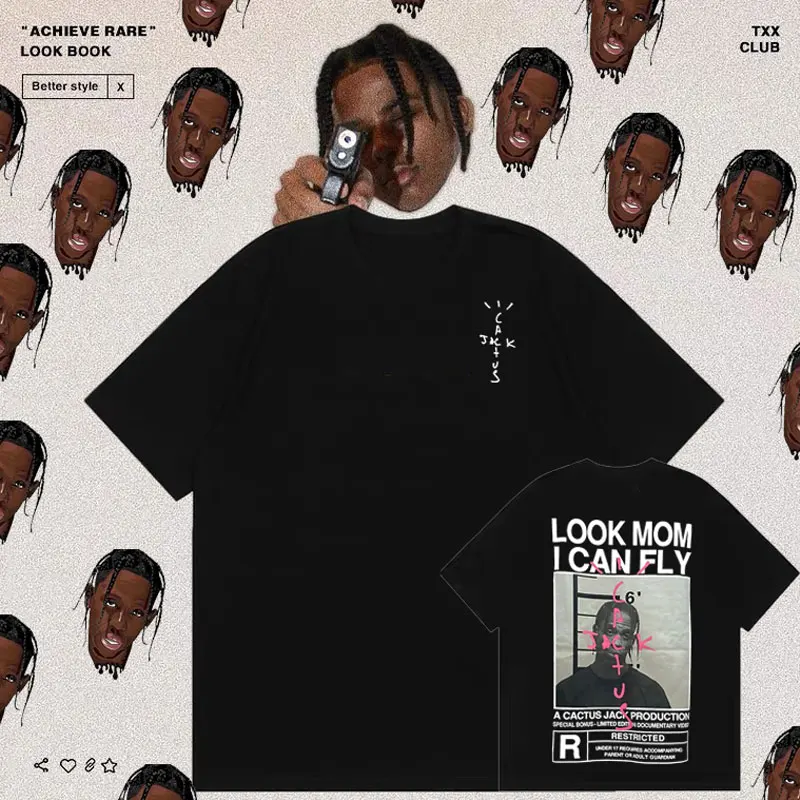 Cactus Jack Tshirt Fashion Men Women LOOK MOM I CAN FLY Travis Scott Tees Hip Hop Style Short Sleeve Harajuku Logo Print T-shirt
Cactus Jack Tshirt Fashion Men Women LOOK MOM I CAN FLY Travis Scott Tees Hip Hop Style Short Sleeve Harajuku Logo Print T-shirt