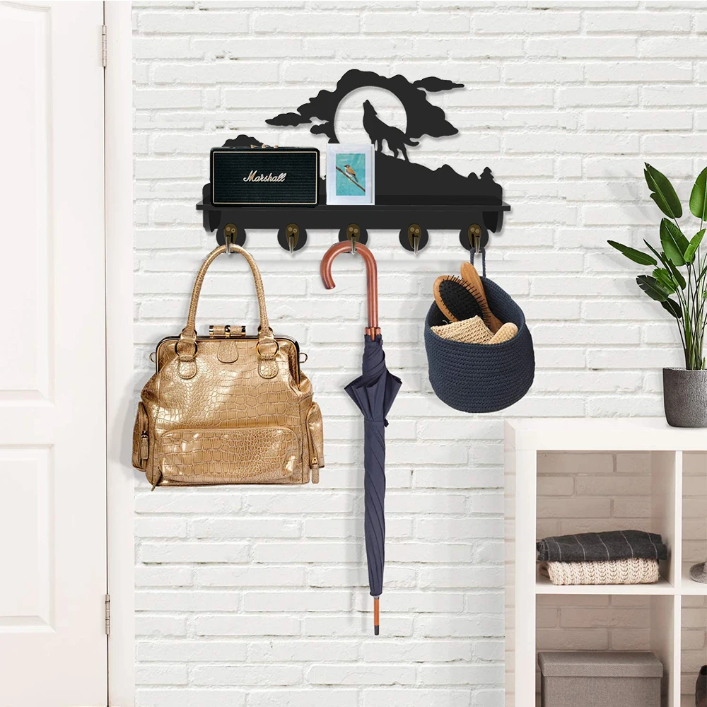 Wolf Design Coat Racks - Farmhouse Mounted Coat Hook and Upper Shelf for Storage - Heavy-Duty Utility Self-adhesive Wall Hooks.
Wolf Design Coat Racks - Farmhouse Mounted Coat Hook and Upper Shelf for Storage - Heavy-Duty Utility Self-adhesive Wall Hooks.