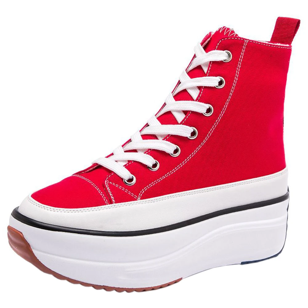 Wedges Canvas Shoes Women Platform Casual Shoes Leopard Trainers Booties Female Lady High Top Laces Sneakers For Girls Femmes
Wedges Canvas Shoes Women Platform Casual Shoes Leopard Trainers Booties Female Lady High Top Laces Sneakers For Girls Femmes