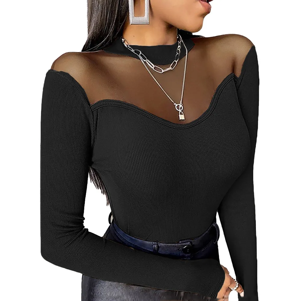 Sexy Women Transparent Mesh Patchwork Tops and Blusas Ladies Basic Black O-Neck Tees Slim Fit Shirts S-2XL
Sexy Women Transparent Mesh Patchwork Tops and Blusas Ladies Basic Black O-Neck Tees Slim Fit Shirts S-2XL