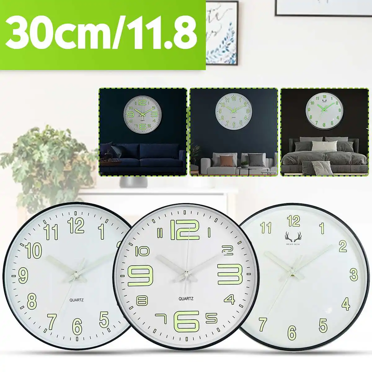 12 inch Luminous Minimalist Wall Clock Modern Design White Quartz Simple Glowing Hanging Clocks Bedroom Living Room Decoration
12 inch Luminous Minimalist Wall Clock Modern Design White Quartz Simple Glowing Hanging Clocks Bedroom Living Room Decoration