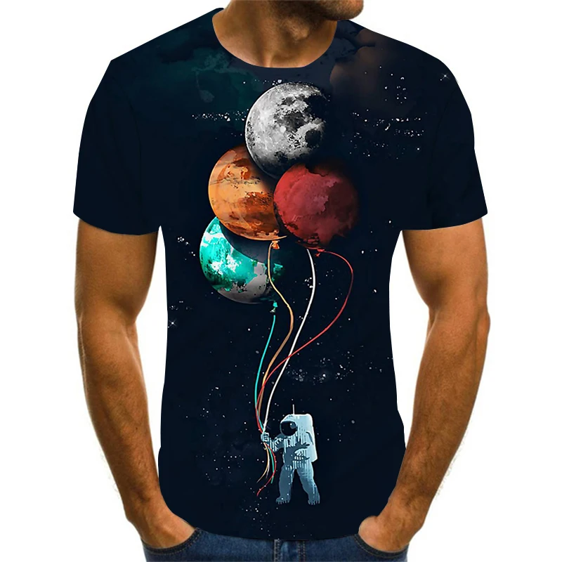 

New Astronaut Tshirt 3D Print Summer T shirt for Men Casual Oversized Men's T-shirt O-neck Short Sleeve Tops Clothes XXS-6XL