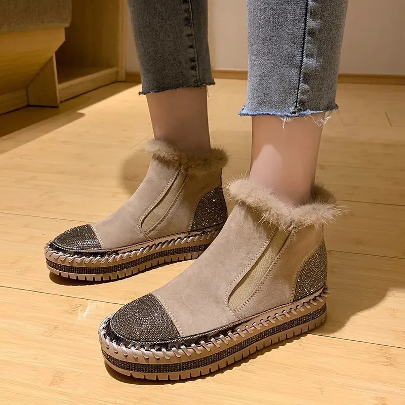 High-top Shoes Women's 2022 Winter New Large Size Thick-soled Rhinestone Casual Plus Velvet Short Boots Women Shoes
High-top Shoes Women's 2022 Winter New Large Size Thick-soled Rhinestone Casual Plus Velvet Short Boots Women Shoes
