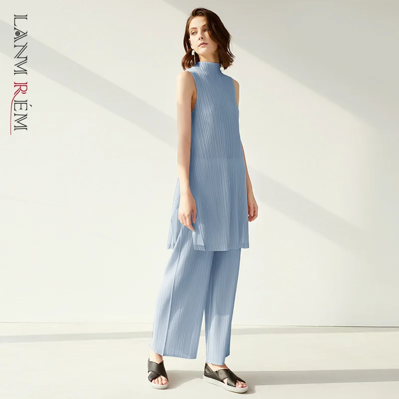 LANMREM pleated solid color sleeveless dresses women's straight wide leg pants famale 2021 summer new two pieces set YJ708
LANMREM pleated solid color sleeveless dresses women's straight wide leg pants famale 2021 summer new two pieces set YJ708