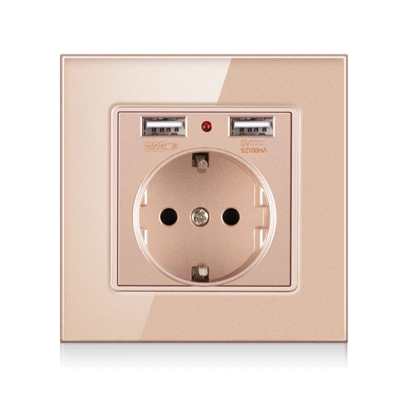 FRON 86*86mm German Standard Wall USB Power Socket, Crystal Glass Panel, Bedroom Socket,250V 16A Wall Embedded, Outlet 2100MA
FRON 86*86mm German Standard Wall USB Power Socket, Crystal Glass Panel, Bedroom Socket,250V 16A Wall Embedded, Outlet 2100MA