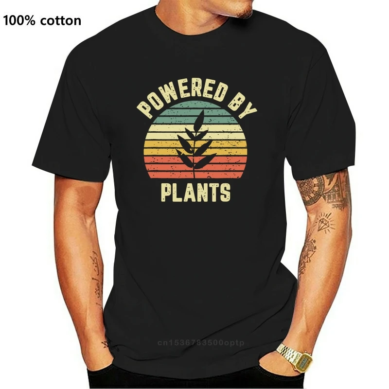 

Powered By Plants Vegan Vegetarian Diet Themed Tshirt Free Style Tee Shirt