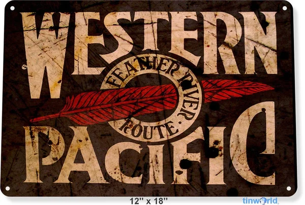 

Western Pacific Railroad Trains Retro Metal Tin Sign Poster Home Garage Plate Cafe Pub Motel Art Wall Decor
